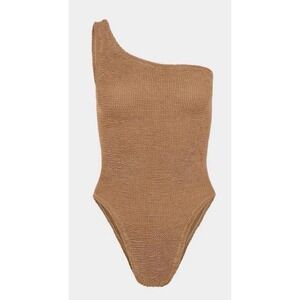 EUC Hunza G Swimsuit Nancy One Shoulder One Piece METALLIC COCOA $240